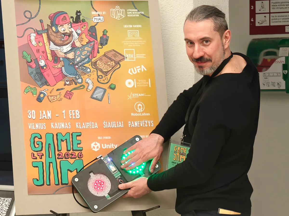 CTRL+N interactive device at Game Jam LT 2026
